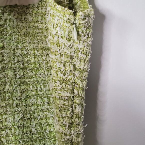 St. John Lurex Baby Eyelash Sheath Dress Tweed Knit Shift Dress Green Size 4 - Picture 9 of 13